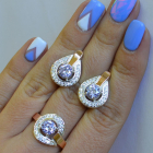 Срібний комплект з золотими вставками