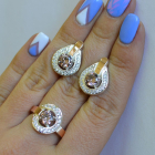 Срібний комплект з золотими вставками