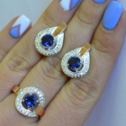 Срібний комплект з золотими вставками