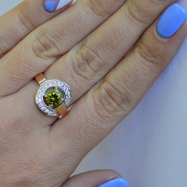 Срібна каблучка з золотими накладками