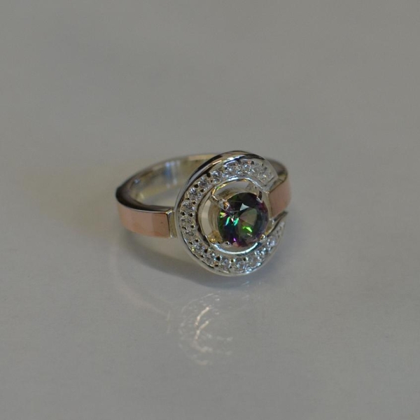 Срібна каблучка з золотими накладками