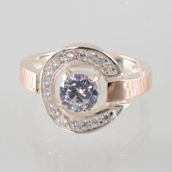 Срібна каблучка з золотими накладками