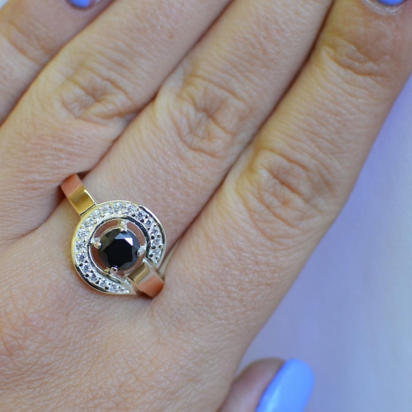 Срібна каблучка з золотими накладками