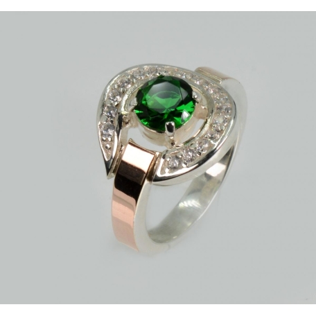 Серебряное кольцо с золотыми накладками