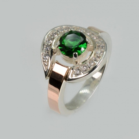 Срібна каблучка з золотими накладками