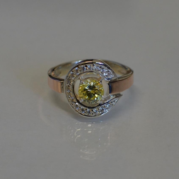 Срібна каблучка з золотими накладками