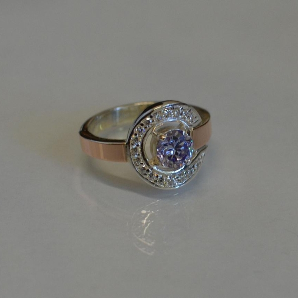 Срібна каблучка з золотими накладками