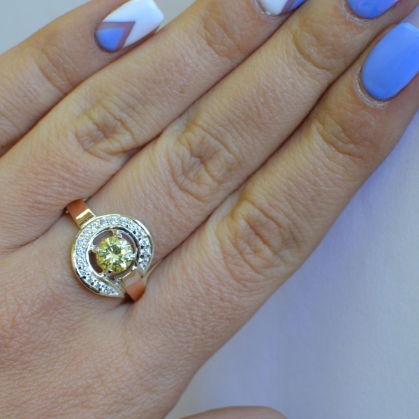 Срібна каблучка з золотими накладками