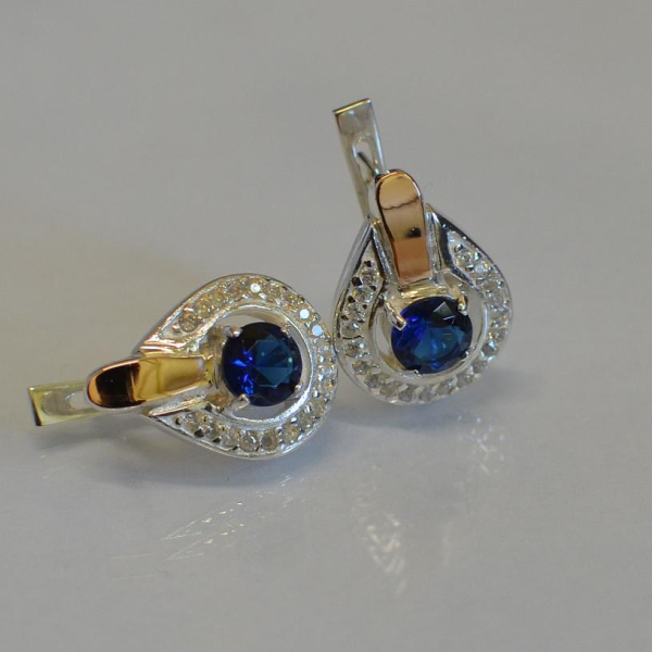 Срібні сережки з напайками із золота