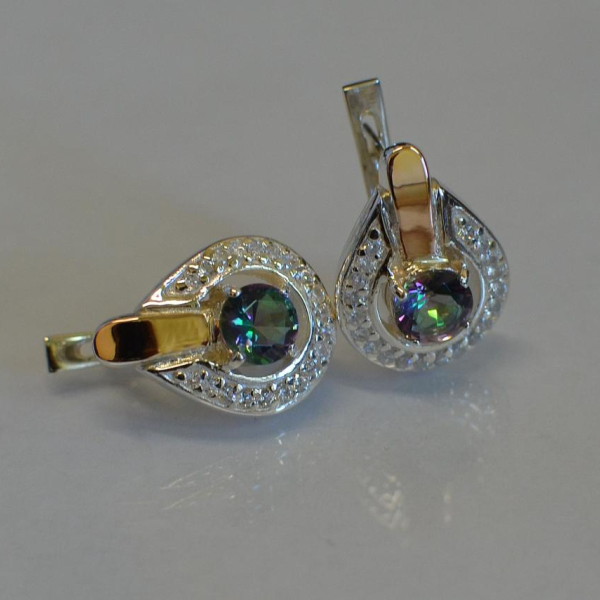 Срібні сережки з напайками із золота