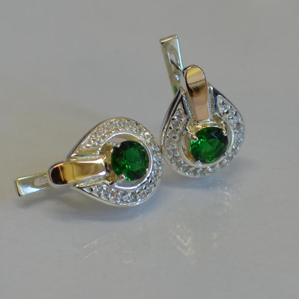 Срібні сережки з напайками із золота