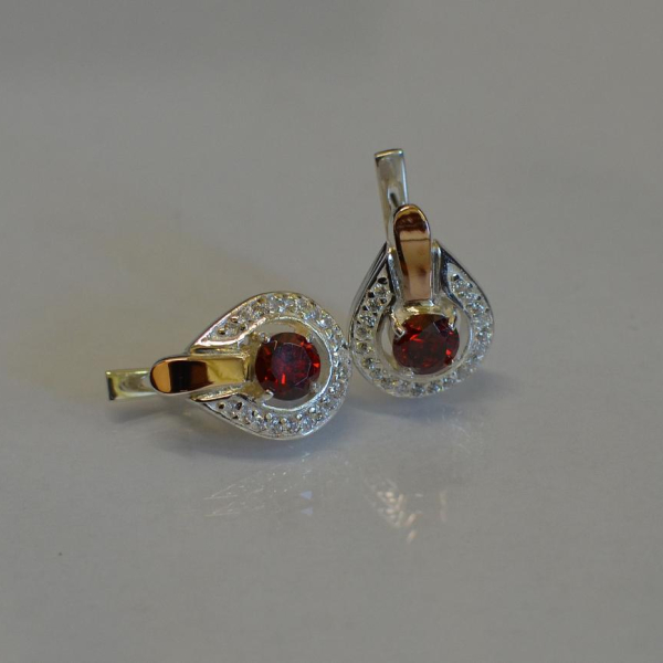 Срібні сережки з напайками із золота