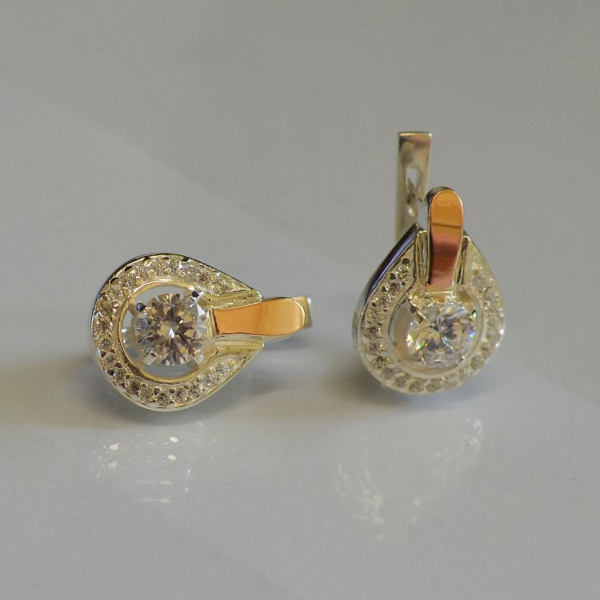 Срібні сережки з напайками із золота