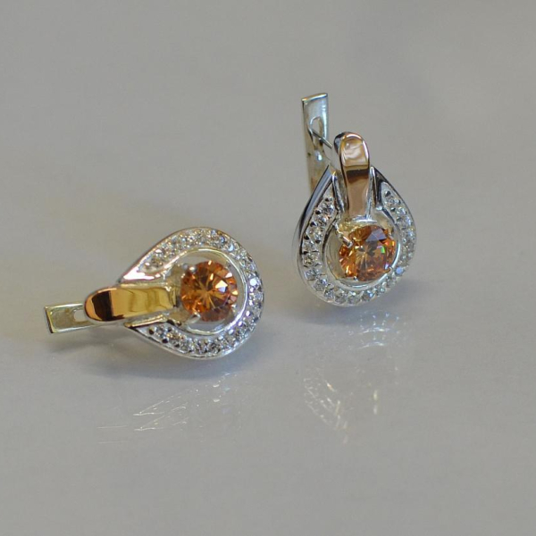 Срібні сережки з напайками із золота