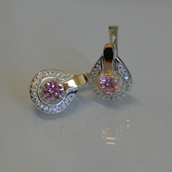 Срібні сережки з напайками із золота