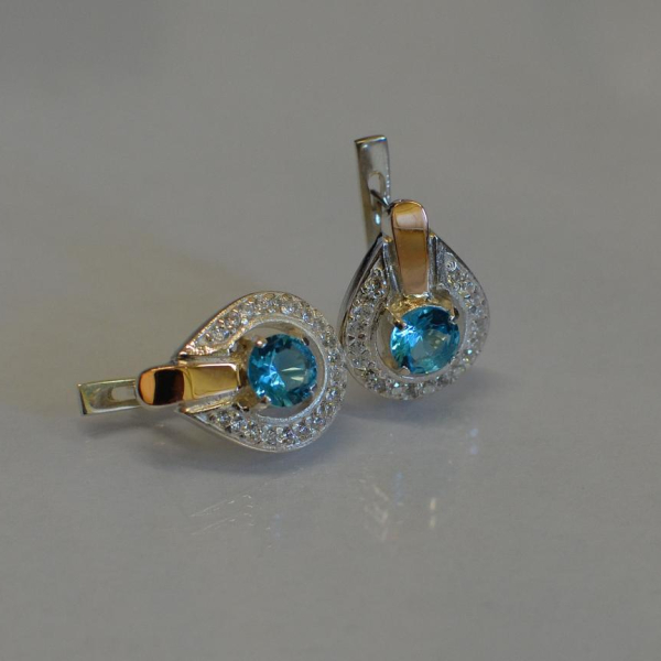 Срібні сережки з напайками із золота