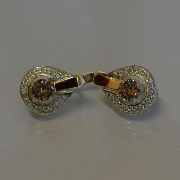 Срібні сережки з напайками із золота