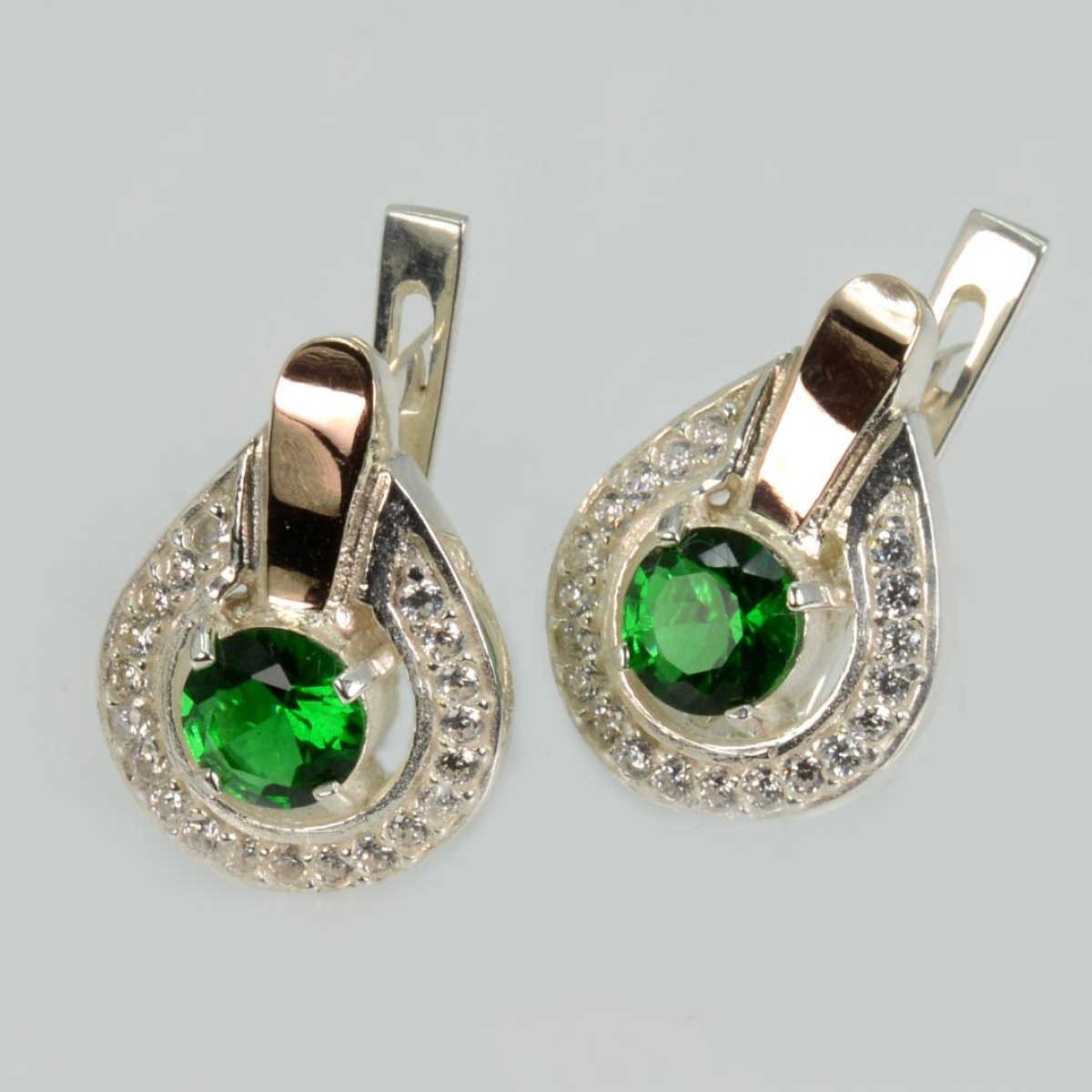 Срібні сережки з напайками із золота