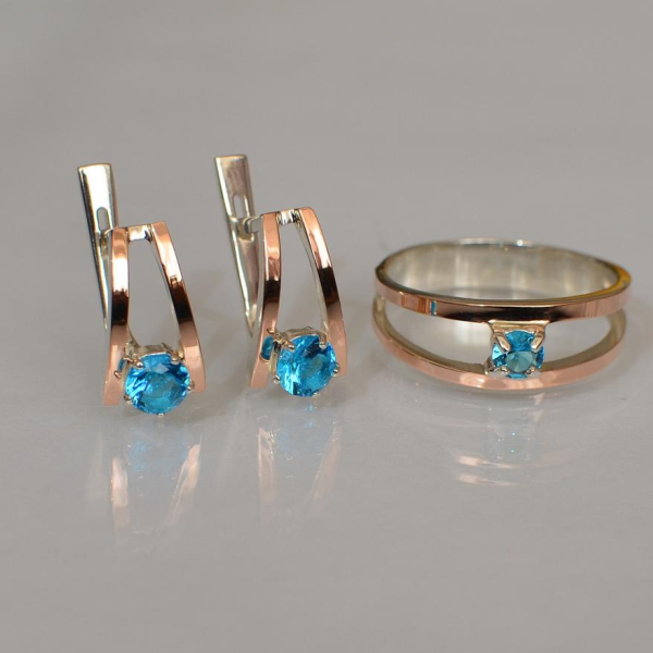 Срібний комплект з золотими напайками