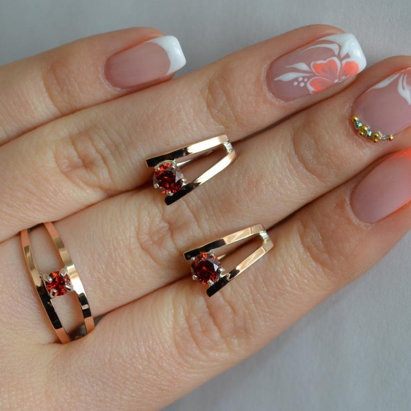 Срібний комплект з золотими напайками