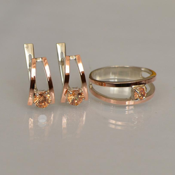 Срібний комплект з золотими напайками