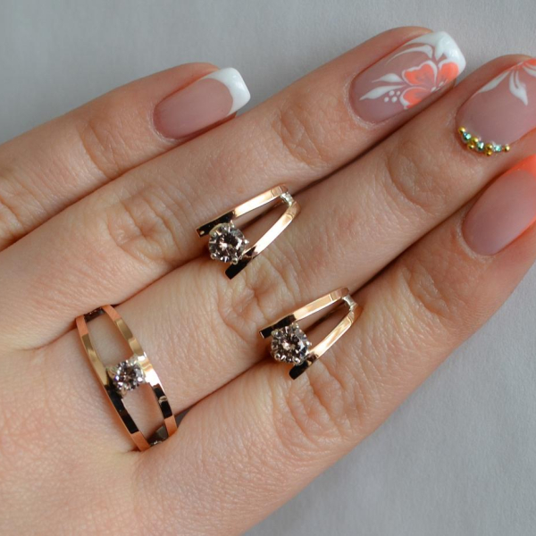 Срібний комплект з золотими напайками