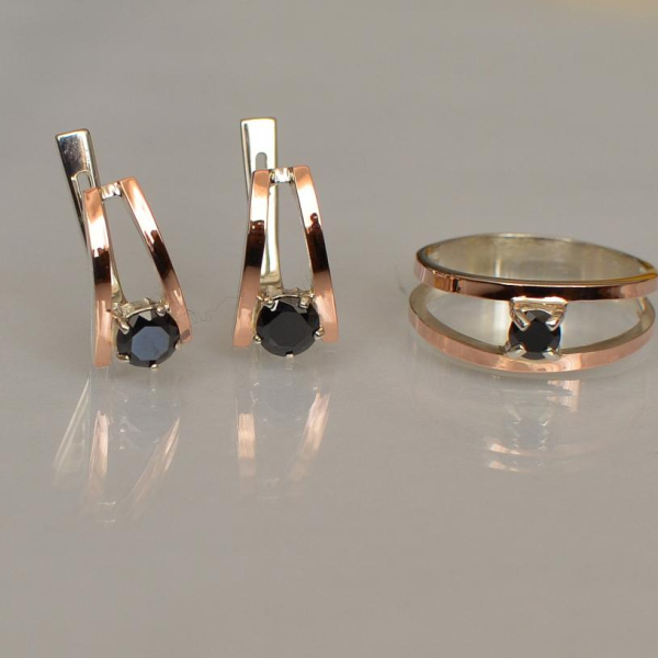 Срібний комплект з золотими напайками