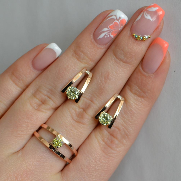 Срібний комплект з золотими напайками