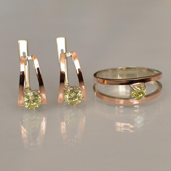 Срібний комплект з золотими напайками