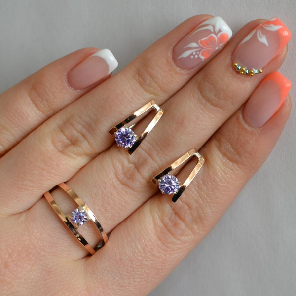 Срібний комплект з золотими напайками