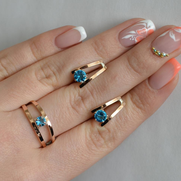 Срібний комплект з золотими напайками