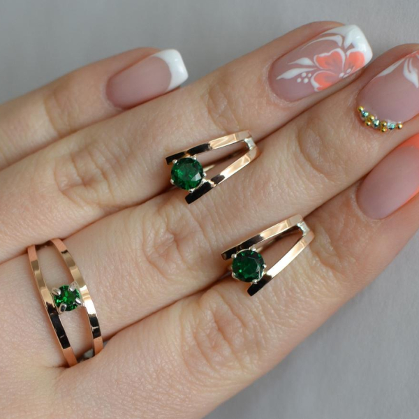 Срібний комплект з золотими напайками