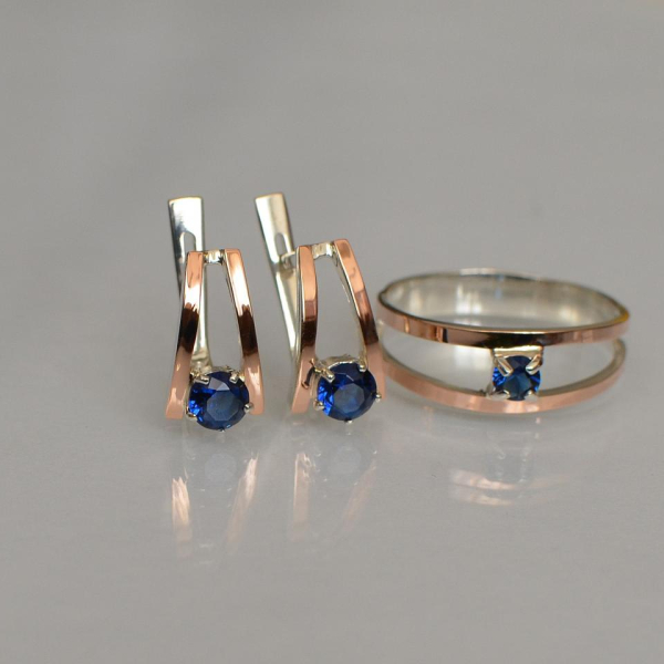 Срібний комплект з золотими напайками