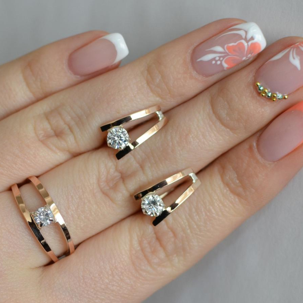 Срібний комплект з золотими напайками