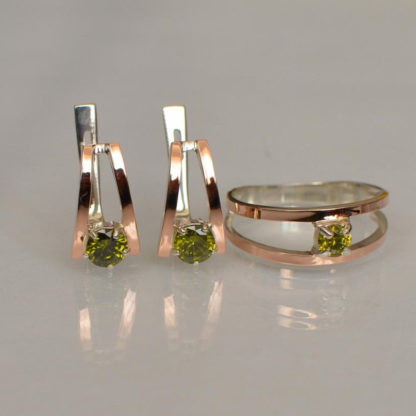 Срібний комплект з золотими напайками