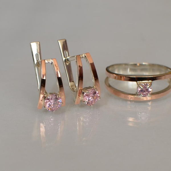 Срібний комплект з золотими напайками