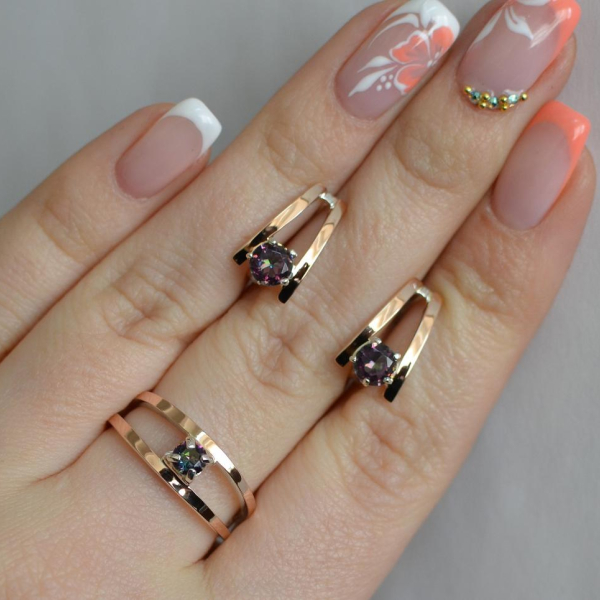 Срібний комплект з золотими напайками