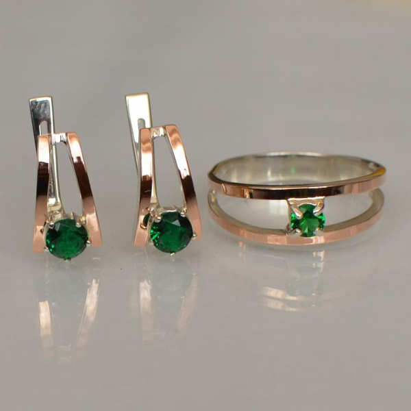 Срібний комплект з золотими напайками