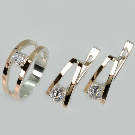 Срібний комплект з золотими напайками