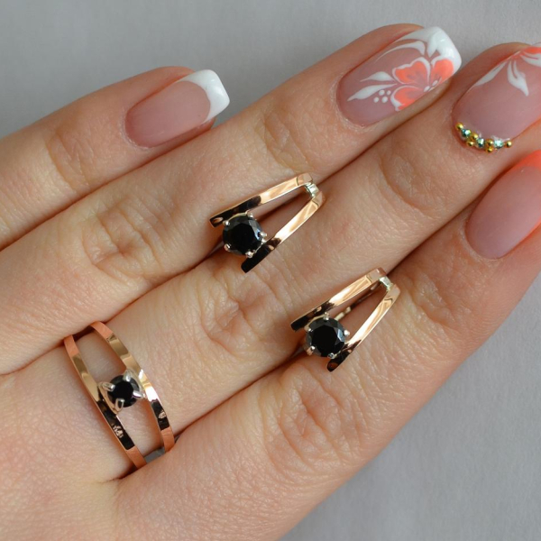 Срібний комплект з золотими напайками