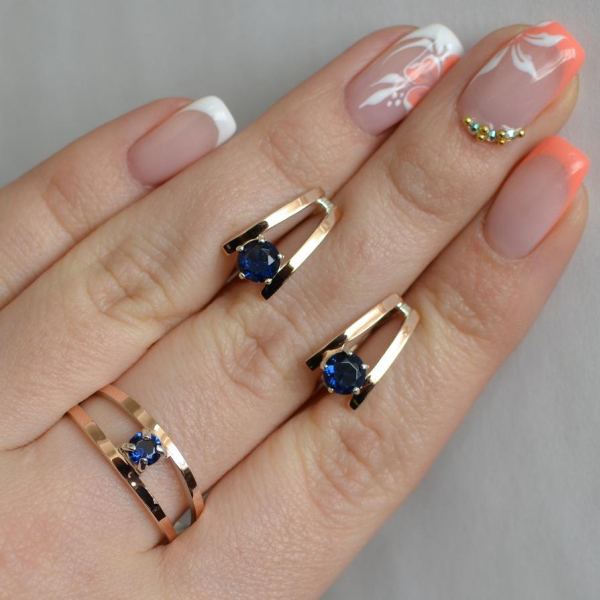 Срібний комплект з золотими напайками