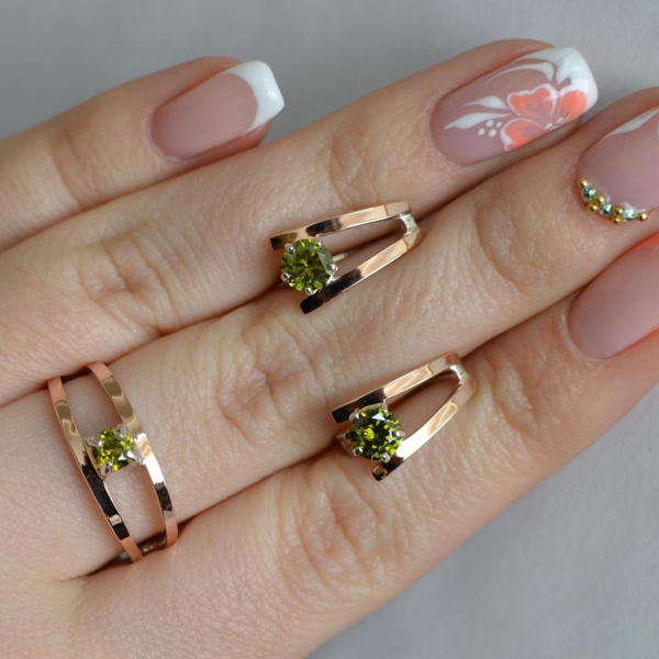 Срібний комплект з золотими напайками