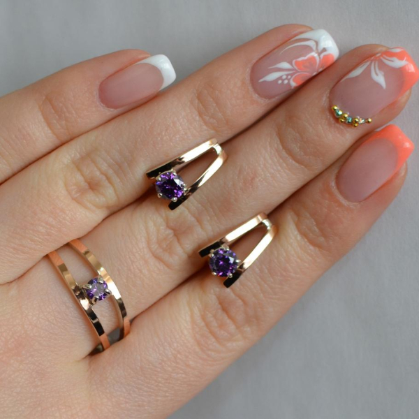 Срібний комплект з золотими напайками