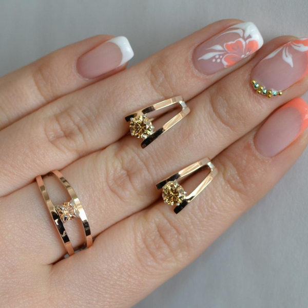 Срібний комплект з золотими напайками