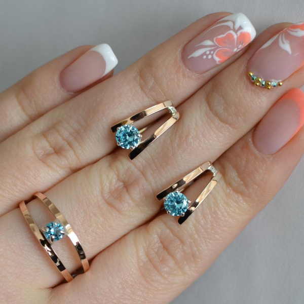 Срібний комплект з золотими напайками