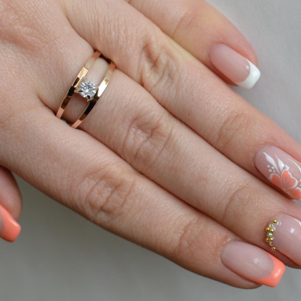 Срібна каблучка з пластинами із золота