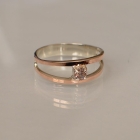 Срібна каблучка з пластинами із золота