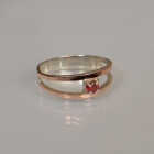 Срібна каблучка з пластинами із золота