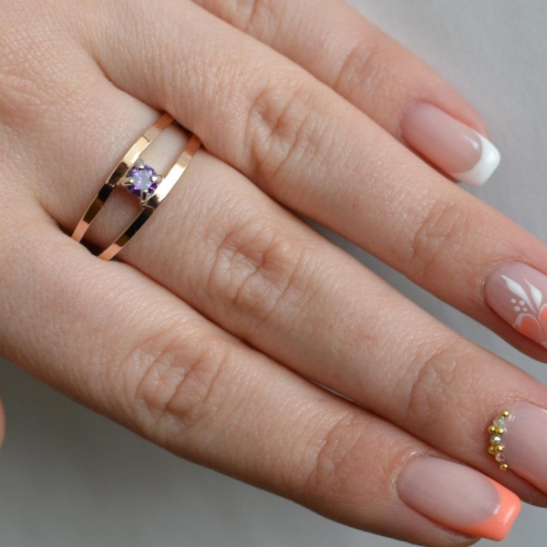 Срібна каблучка з пластинами із золота