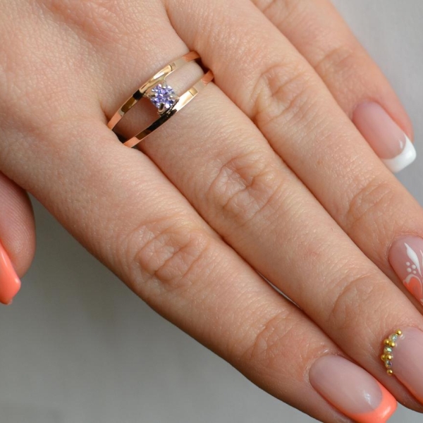 Срібна каблучка з пластинами із золота